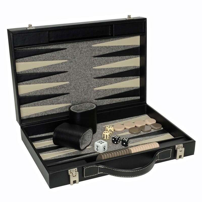 Backgammon 15in Black Case