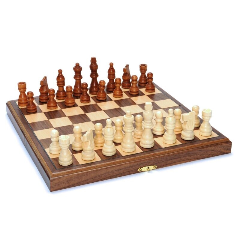 Chess Set Walnut Folding 11.5"