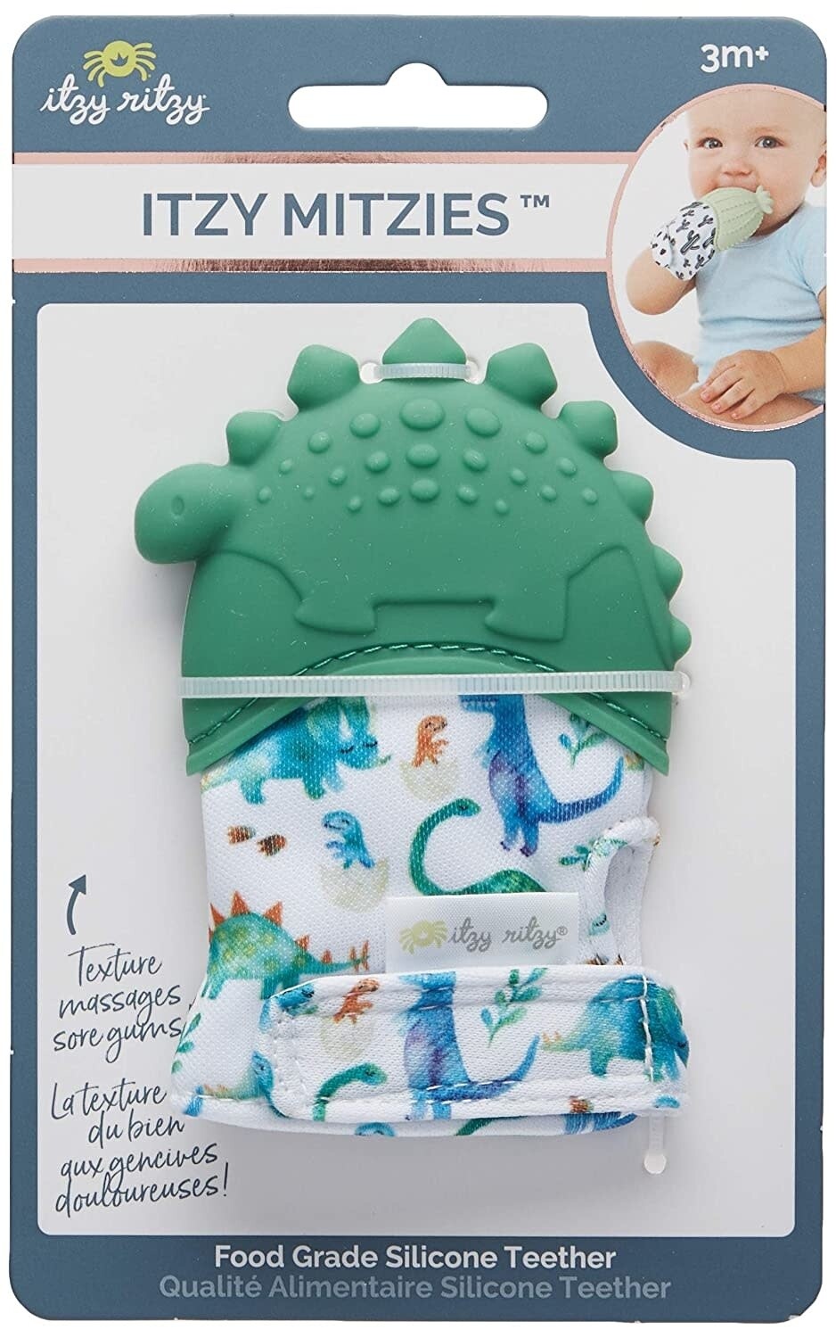 Itzy Teething Mitt Dinosaur