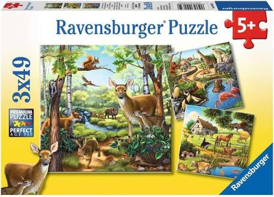 Forest and Zoo Animals Puzzle 3x49Pc