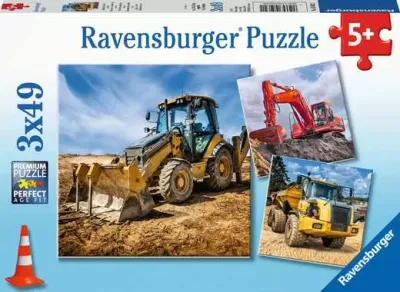 Diggers At Work Puzzle 3x49Pc