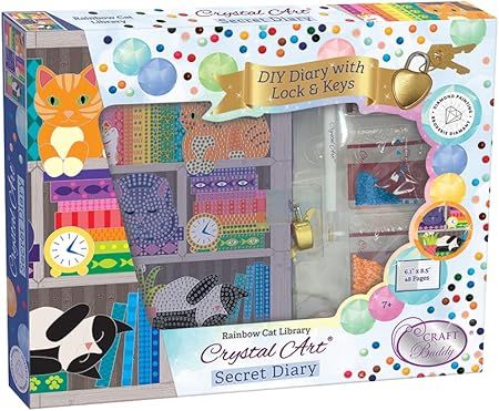 Crystal Art Diary Kit Rainbow Cat