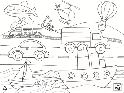 12pc Puzzle Vehicles Reusable Color