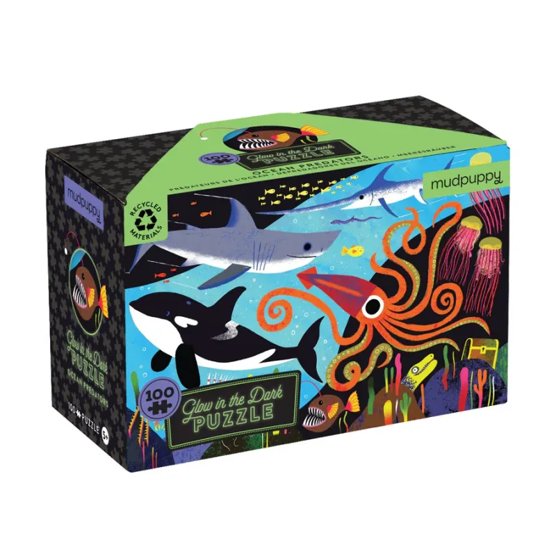 100pc Glow in the Dark Ocean Predators Puzzles