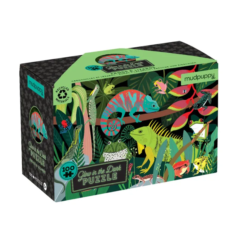 100pc Glow in the Dark Frogs and Lizards Puzzle
