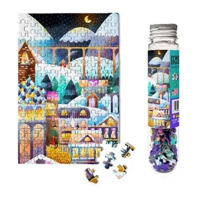 150pc Mini Puzzle Tube Alpine Village Holiday