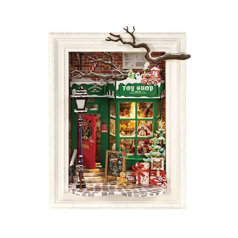 DIY Wooden Santa's Toy Shop Story Frame