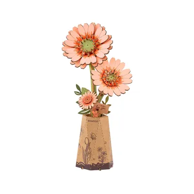 DIY Wooden Flower Orange Gerbera Daisy