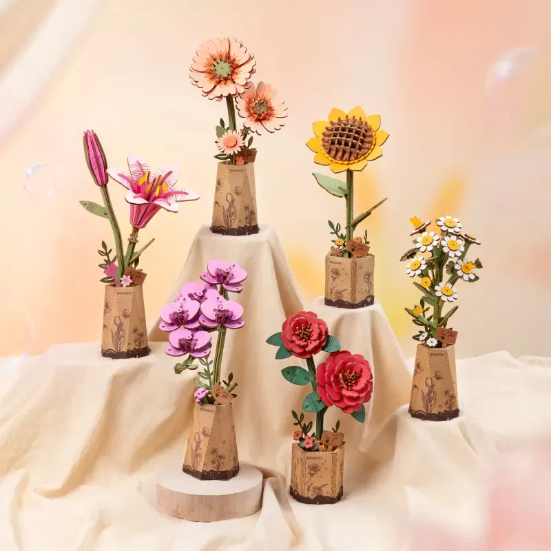 DIY Wooden Flower Orange Gerbera Daisy