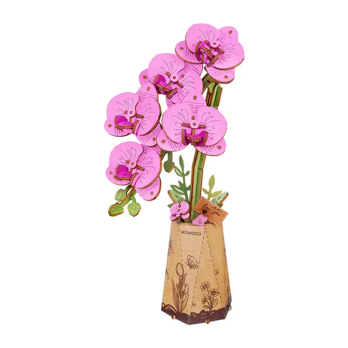 DIY Wooden Flower Purple Moth Orchid