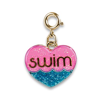 Charm Gold Glitter Swim Heart