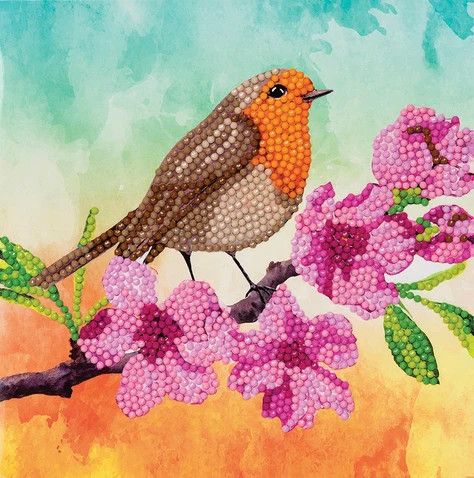 Crystal Art Card Kit Robin