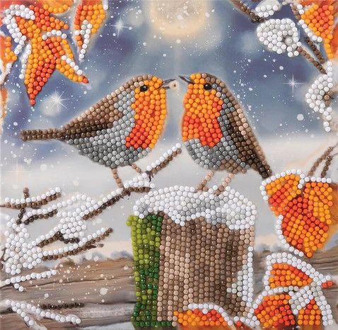 Crystal Art Card Kit Kissing Robins