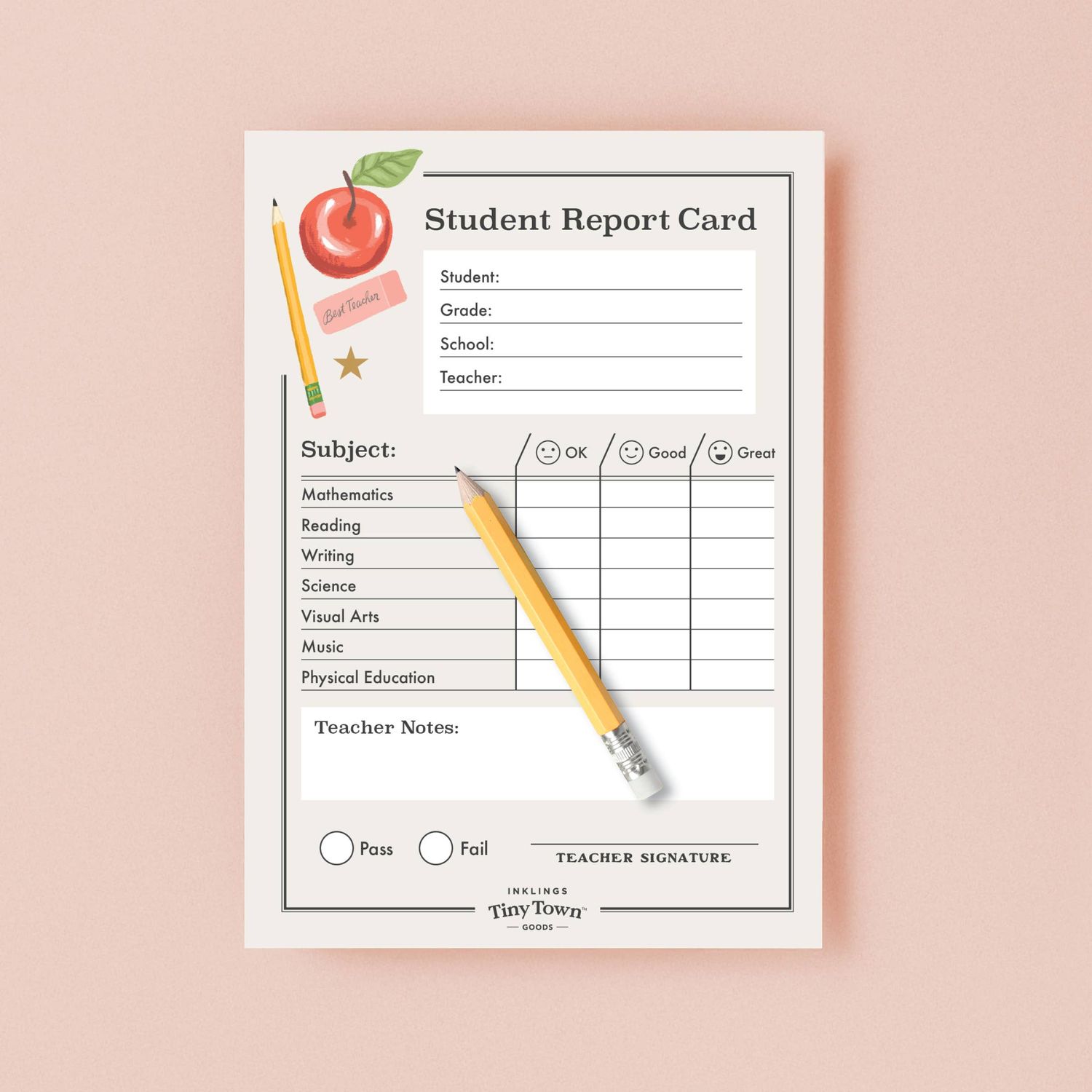 Tiny Town Notepad Report Card