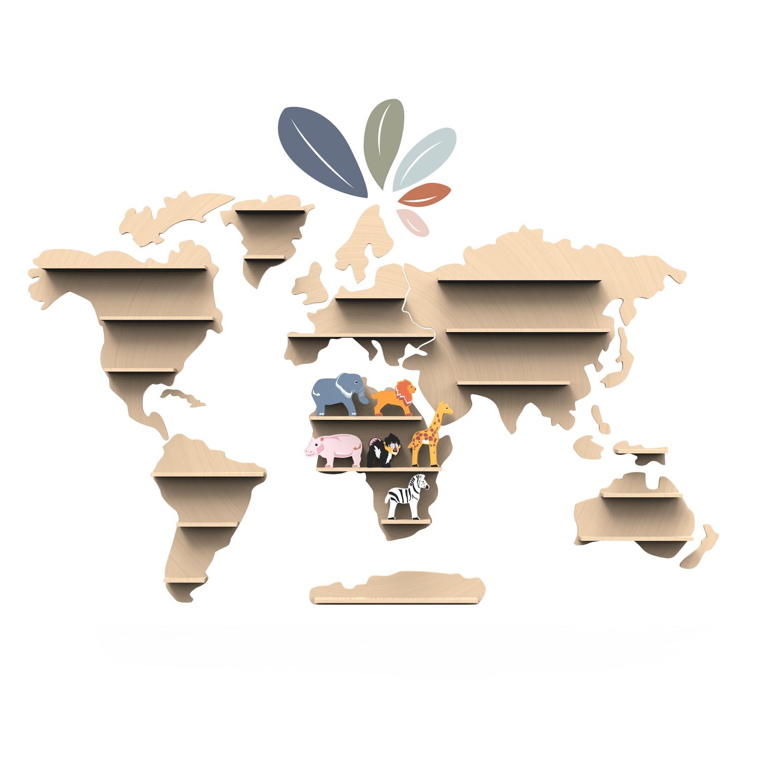 World Animals Map Shelf