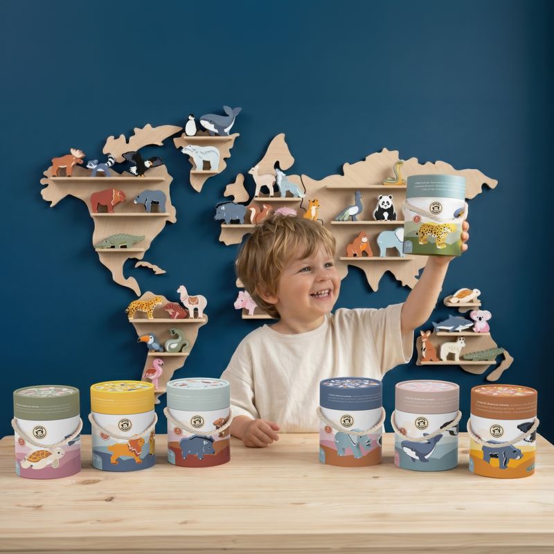 World Animals Map Shelf