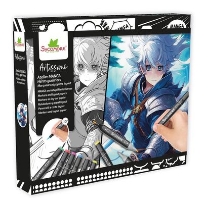 Coloring Set Manga Warrior Heroes &amp; Markers