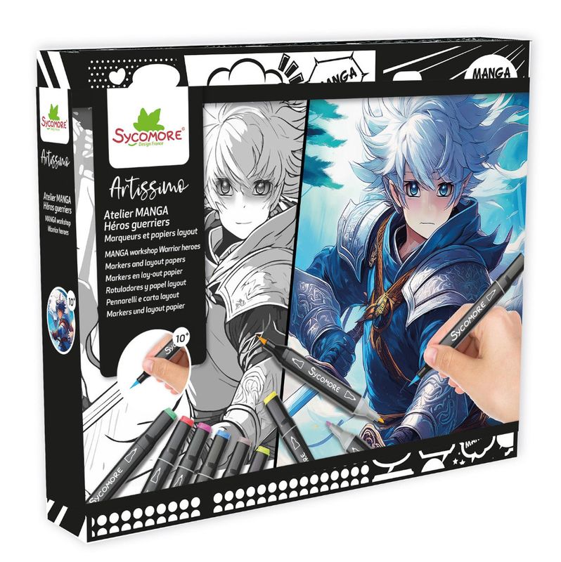 Coloring Set Manga Warrior Heroes &amp; Markers