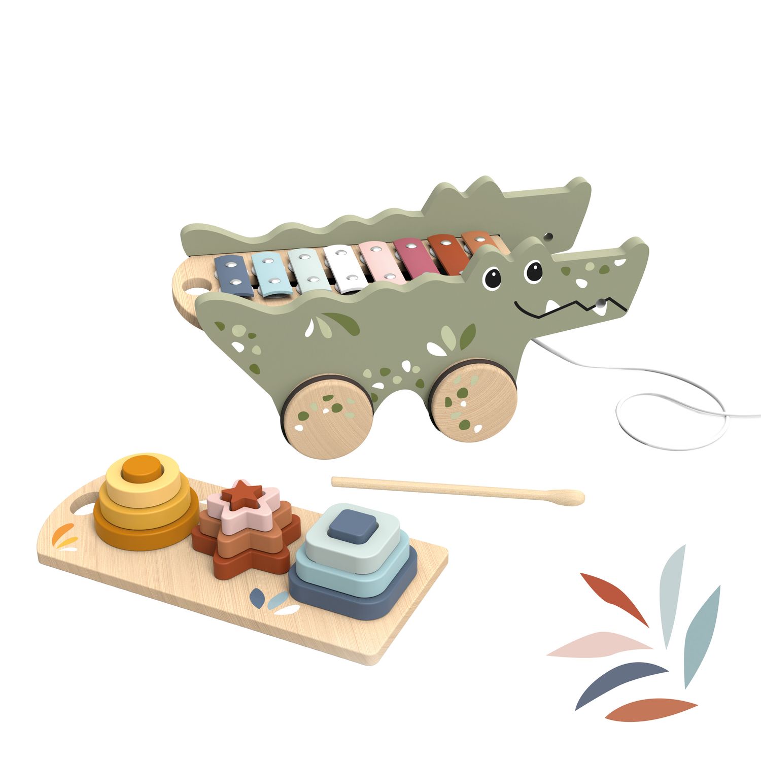 Wooden Croco Xylo &amp; Activity Pull Along