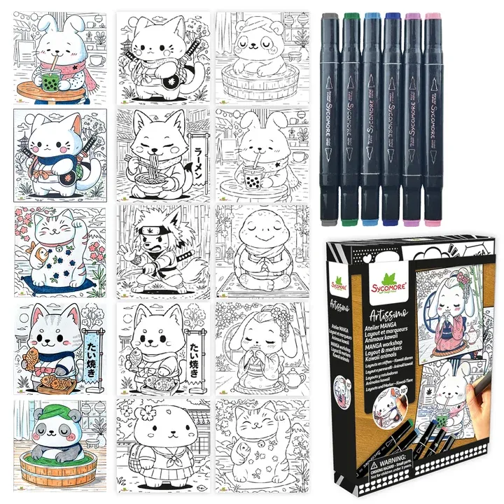 Coloring Set Artissimo Markers Kawaii Animals