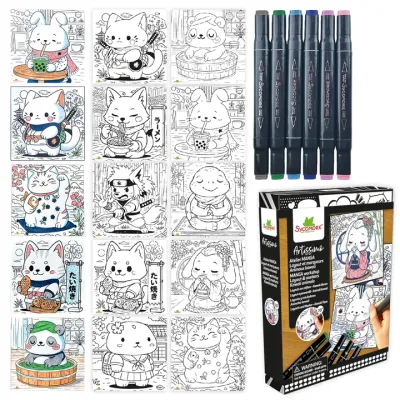 Coloring Set Artissimo Markers Kawaii Animals