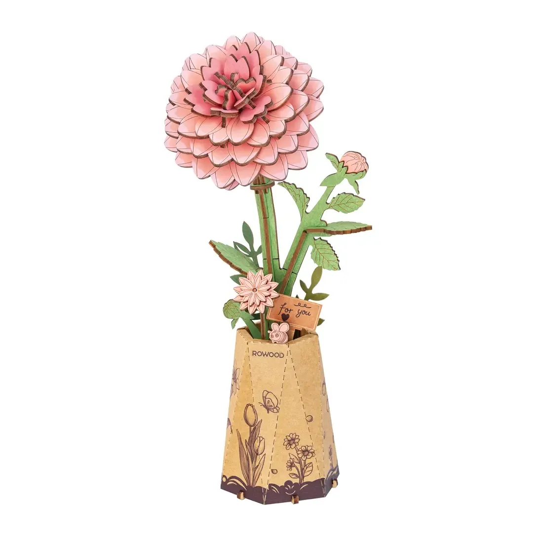 DIY Wooden Flower Pink Dahlia