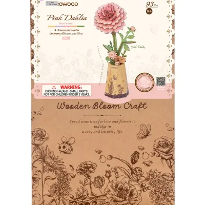 DIY Wooden Flower Pink Dahlia