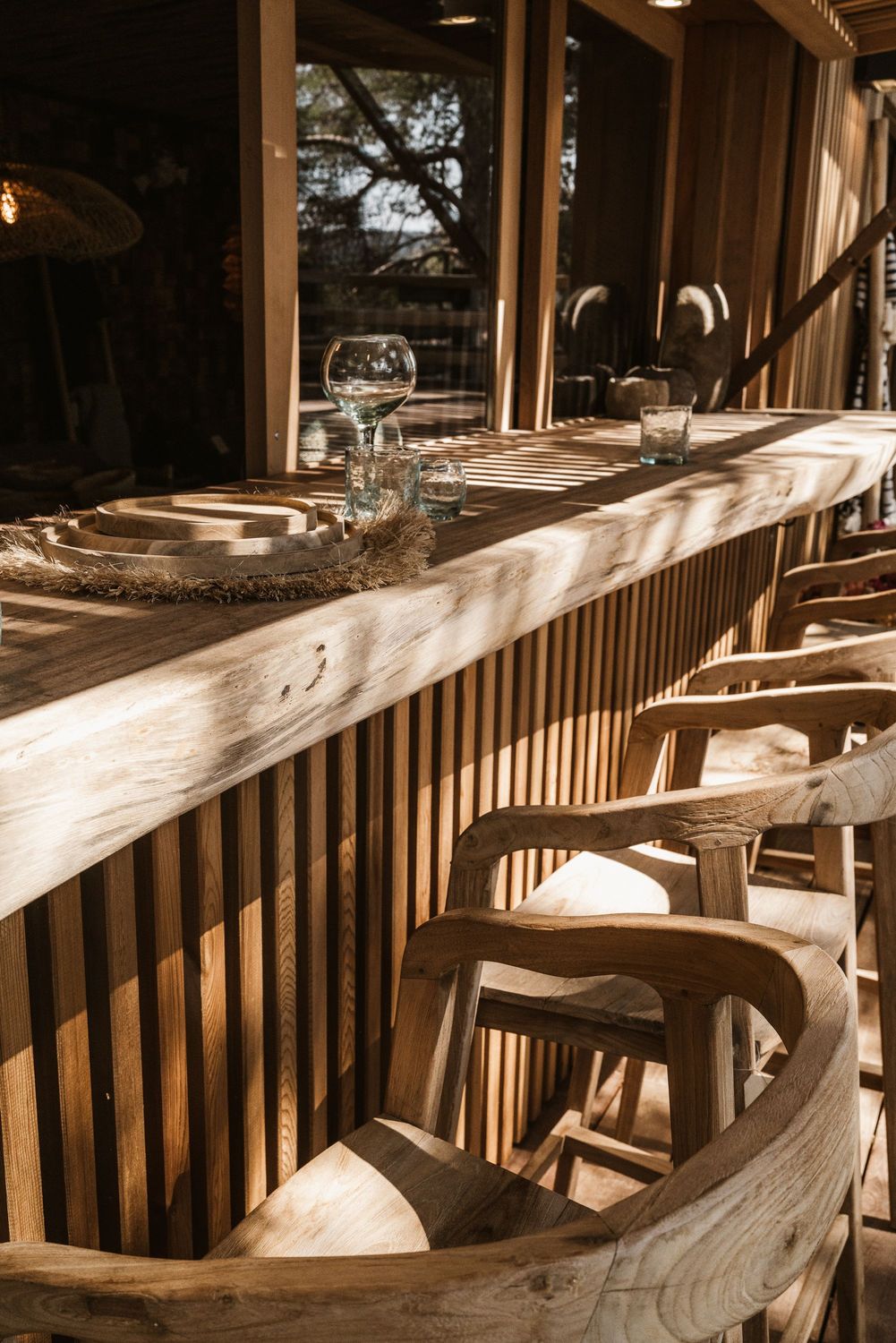 Tabouret haut en teck