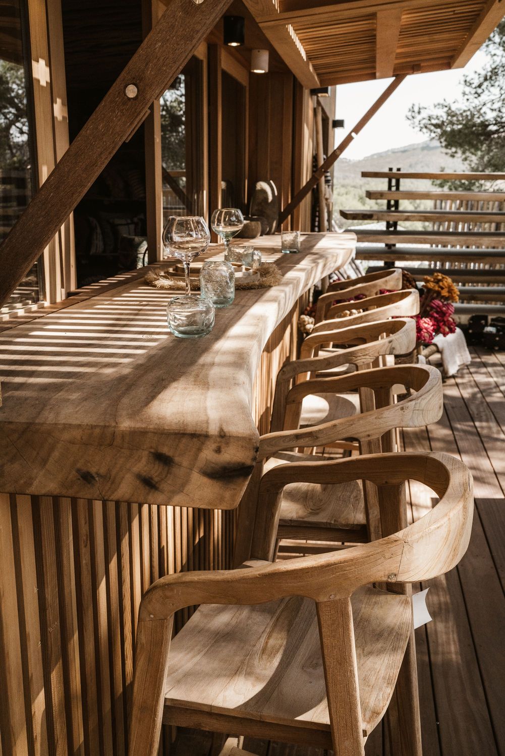 Tabouret haut en teck