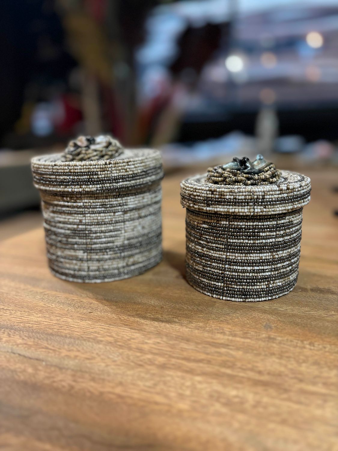 Lot de 2 boîtes en perle blanche