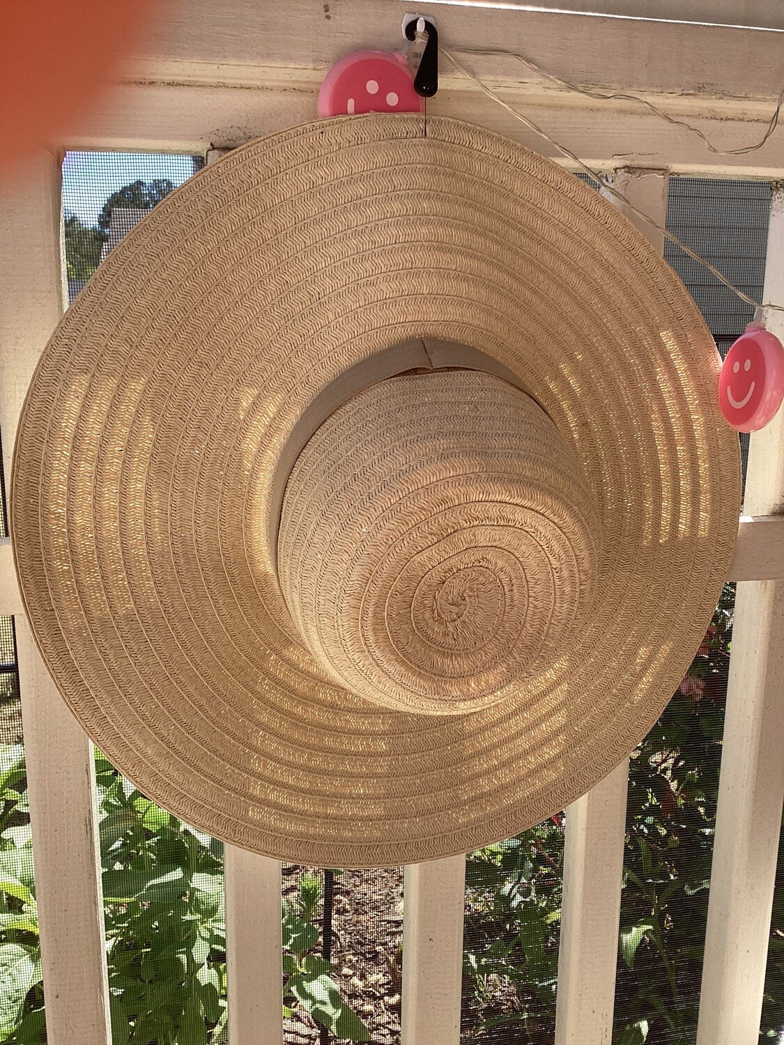 Ivory Sun Bonnet with Tan Elastic Trim