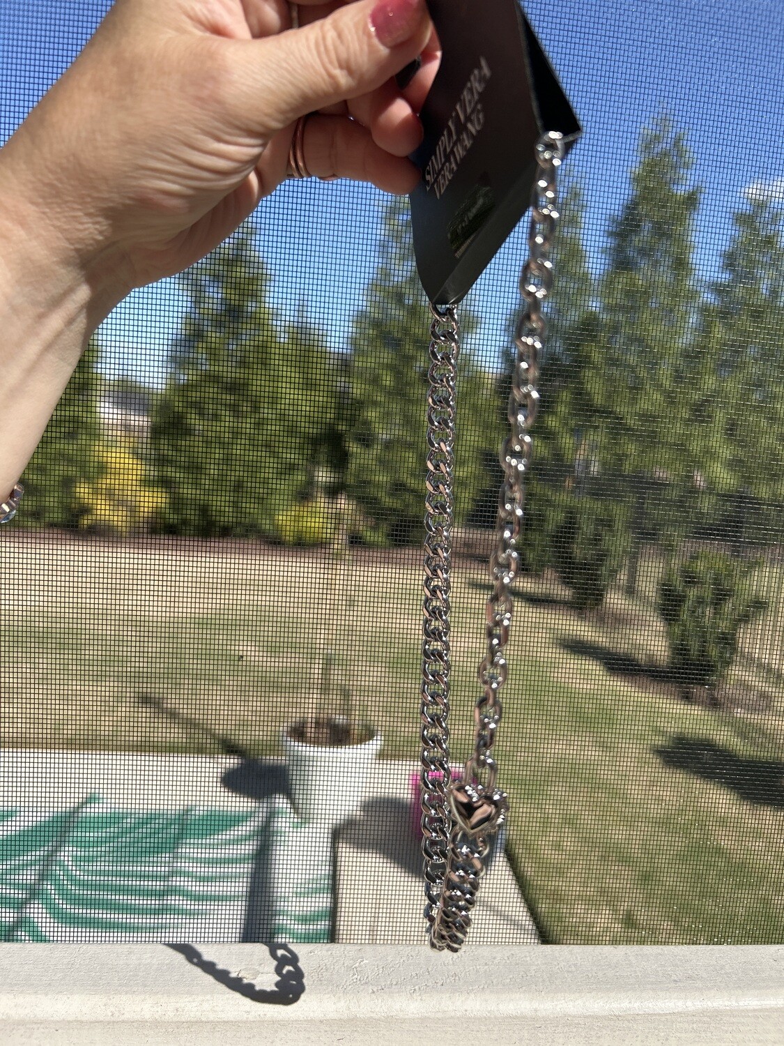 Vera Wang Silver Tone Chain Necklace with Decorative Heart