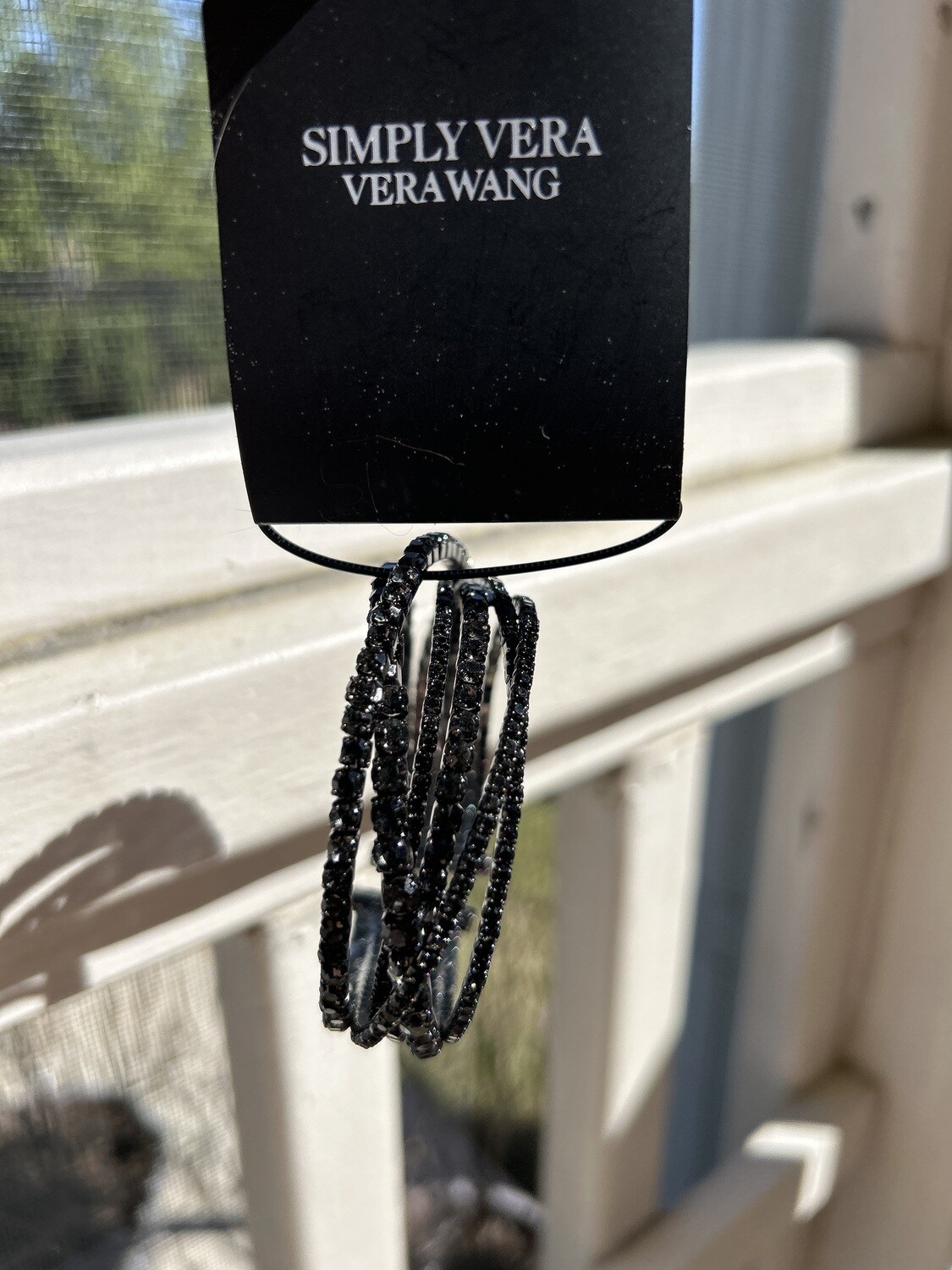 Black Crystal Twisted Cuff Bracelet