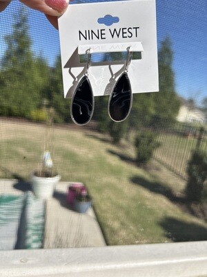 Nine West Silver Tone and Black Earrings