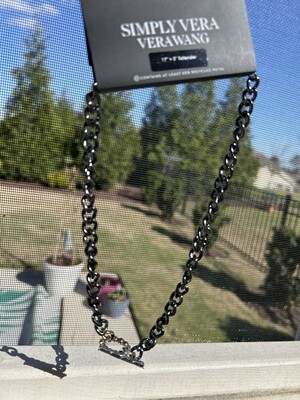 Vera Wang Black Chain Necklace with Crystal Embellishments