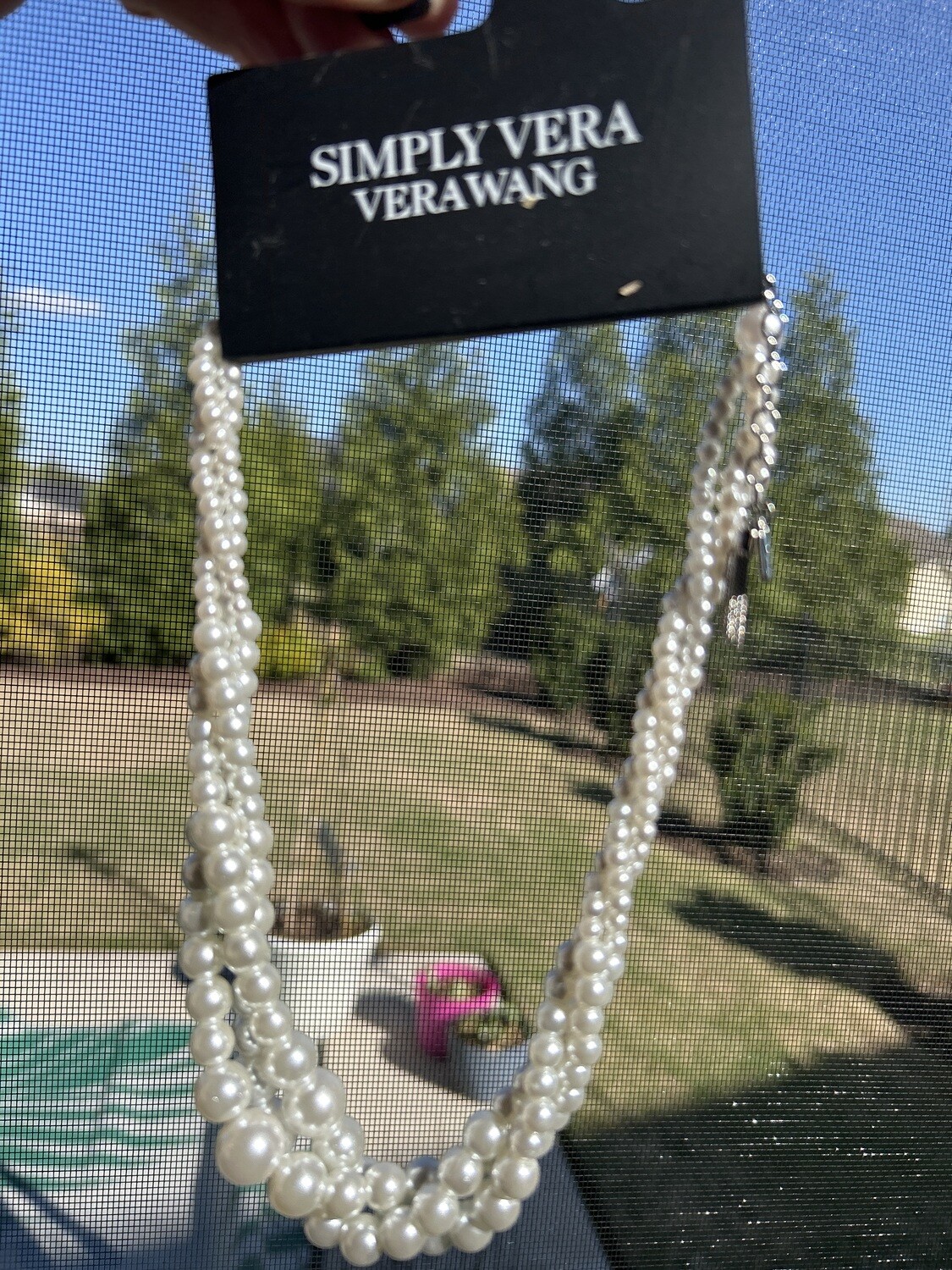 Vera Wang Faux Pearl Tri-Strand Necklace