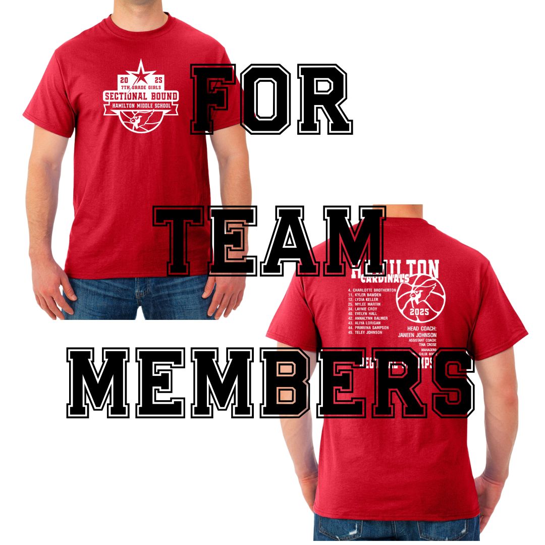 Hamilton Middle School Girls Basketball Sectional Shirt: TEAM