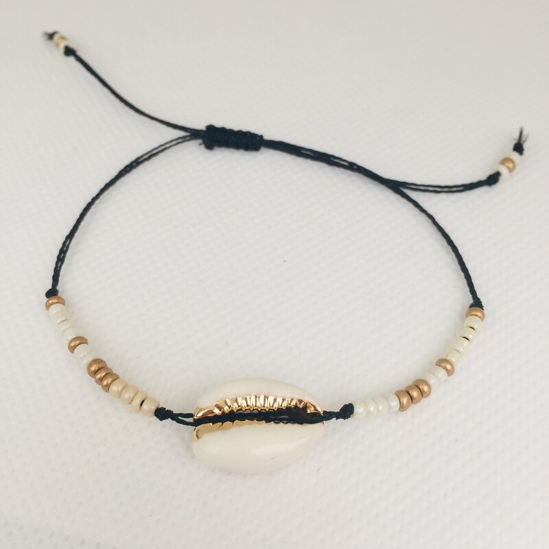 Zwart/goud met schelp