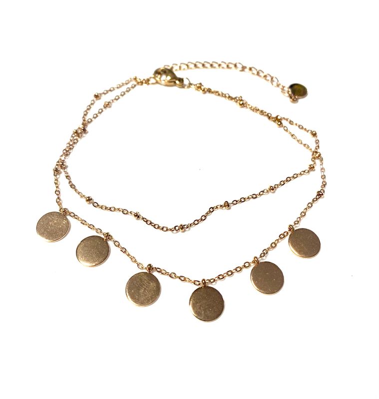 Armband dubbel muntjes rosé