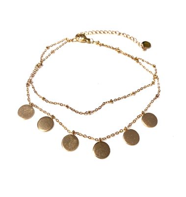 Armband dubbel muntjes rosé