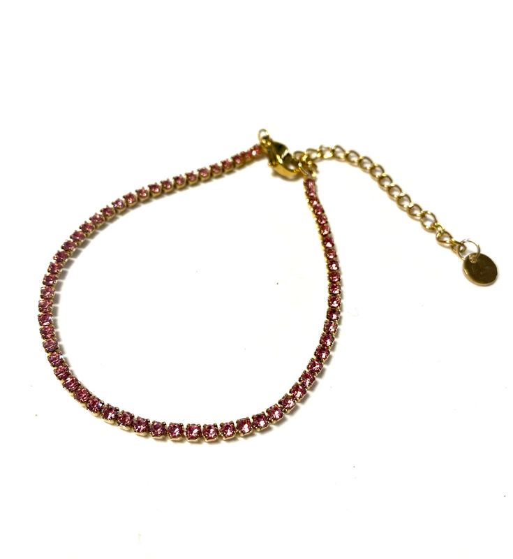 Armband roze strass