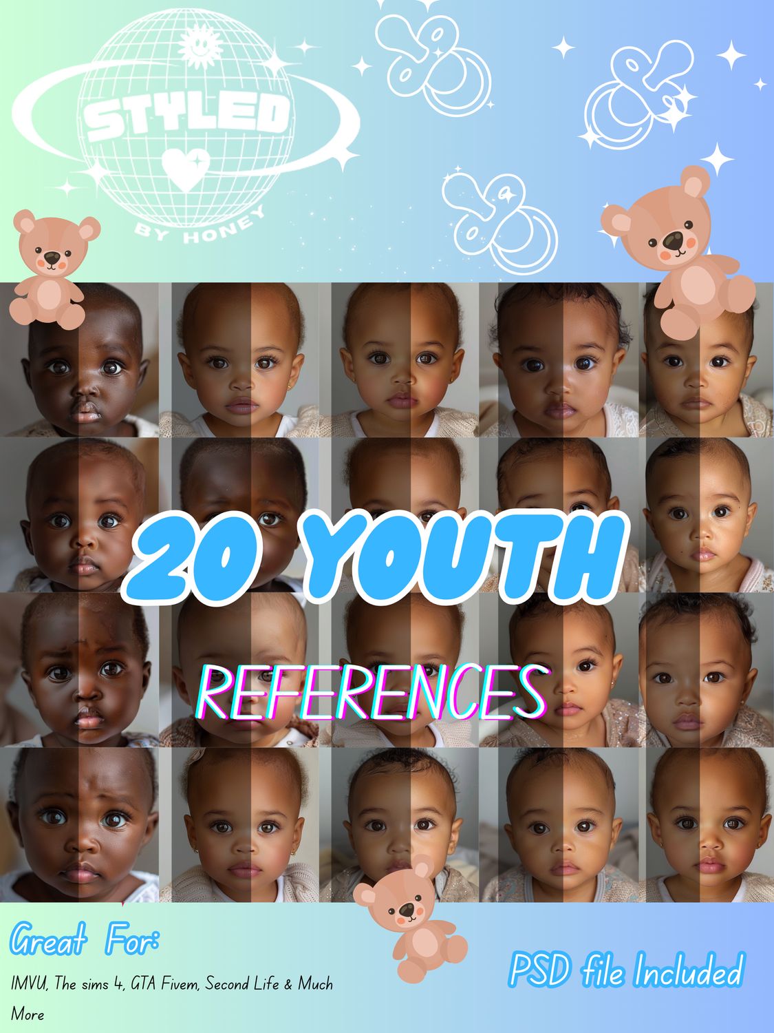 20 HD Youth Face References