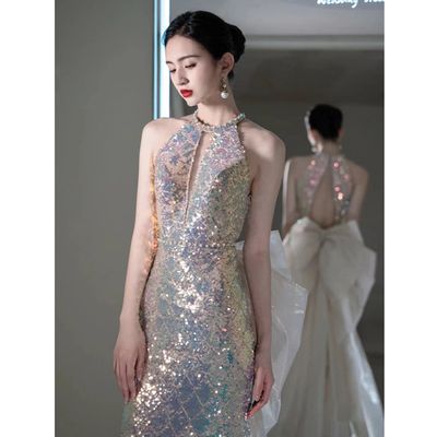 New Mermaid Birthday Party Dress Performance Sequins Fishtail Fashion Stage Catwalk Performance Banquet Evening Dress