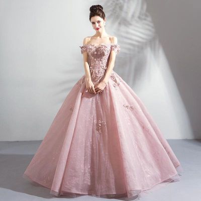 Pink Colored Yarn 2024 Spring New Bridal French Dress Mori Style Show Evening Dress Slimming For Small