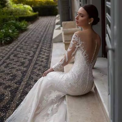 Deep V Fishtail Wedding Dress Sexy Elegant Slim 2024 Summer New Backless Soft Veil Fashion Stylish Figure