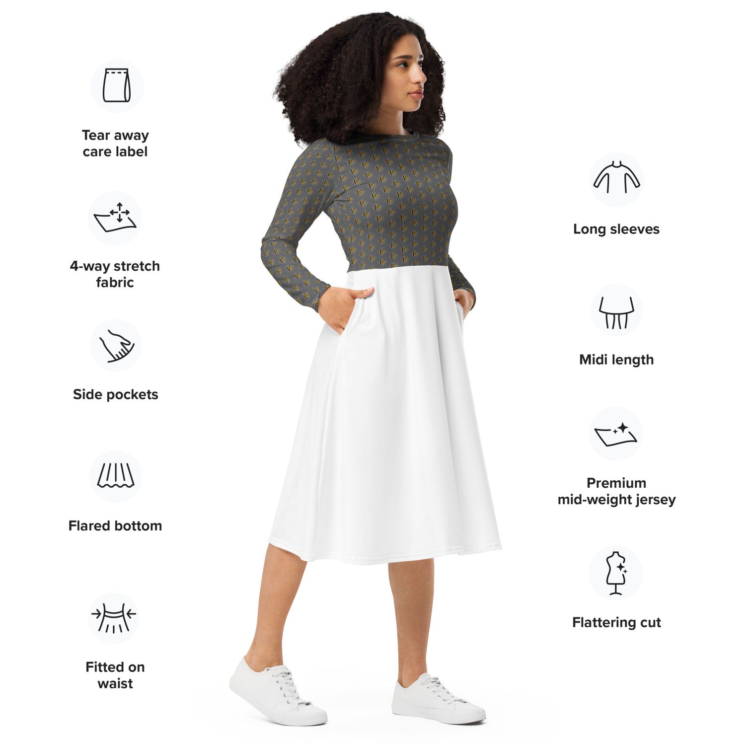 Luxury streetwear- long sleeve midi dress von kery2367