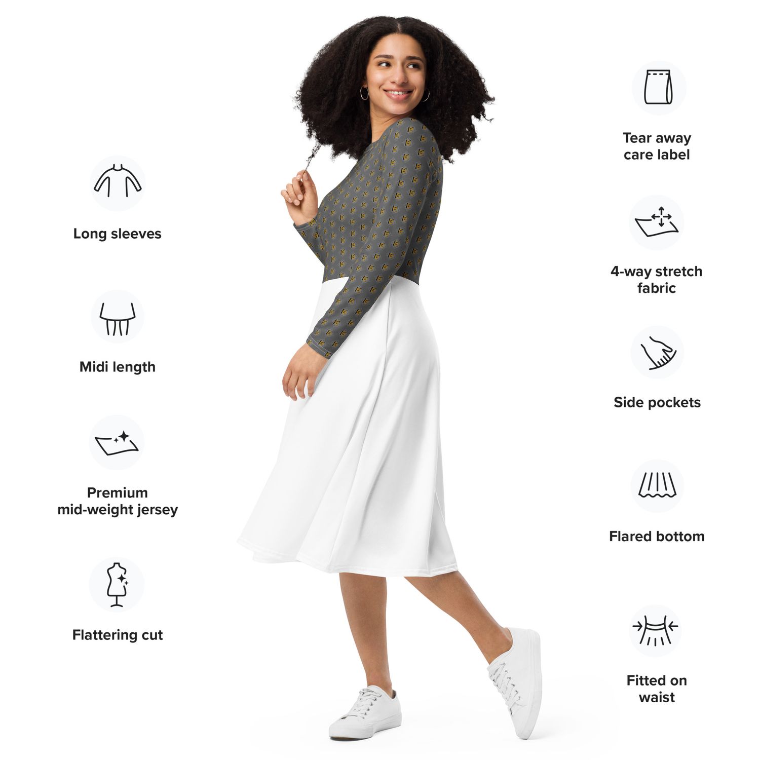 Luxury streetwear- long sleeve midi dress von kery2367