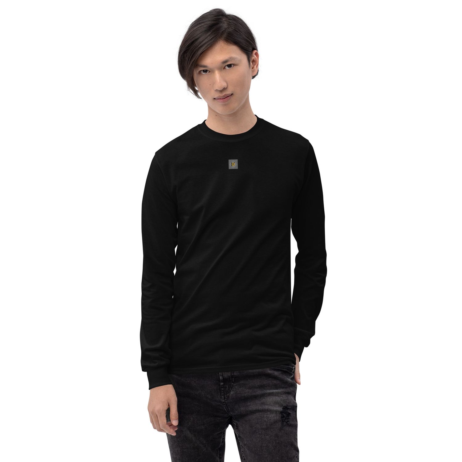 kery2367-herren-langarm-shirt-hochwertig-schwarz-vorderseite-luxury-streetwear