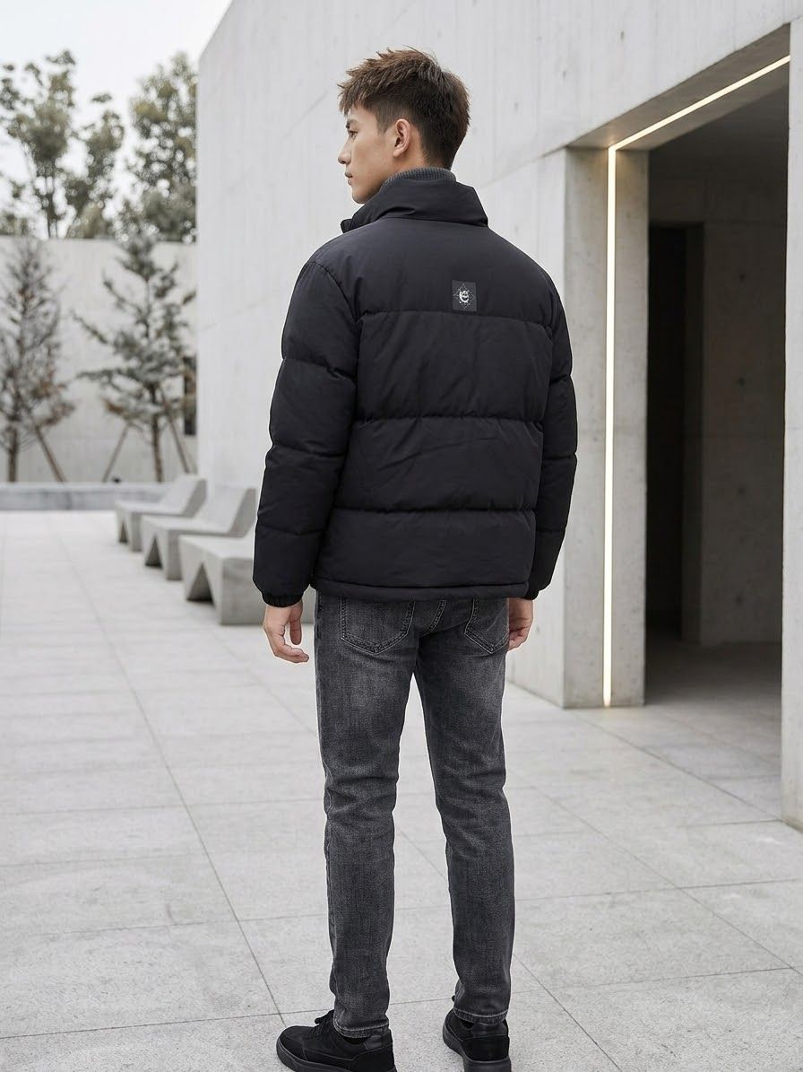 Luxurystreetwear-Moderne Puffer-Winterjacke „kery2367“ – Schwarz