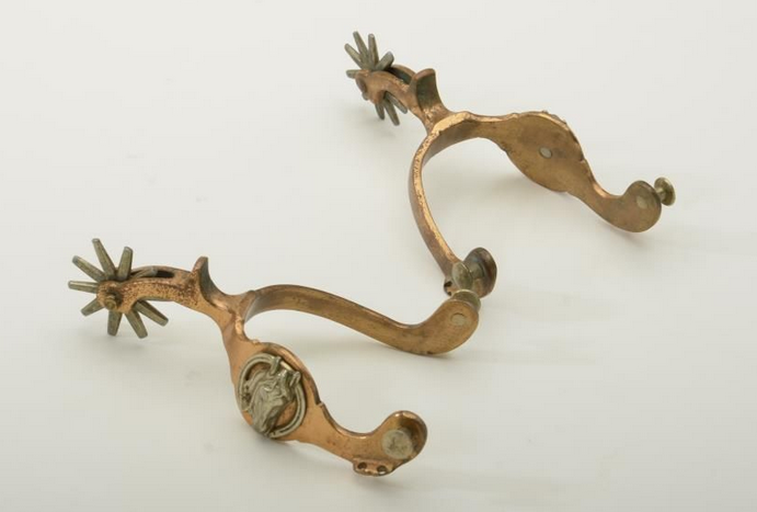 North and Judd brass bodied spurs with horse head